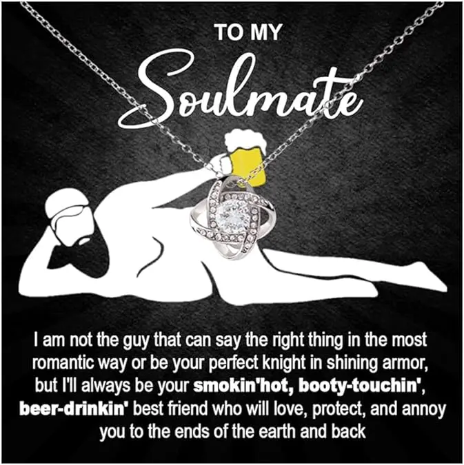 To My Soulmate Necklace With Message Card And Box, Gift for Her from Husband – Wedding Anniversary, Her Birthday, Valentine’s Day