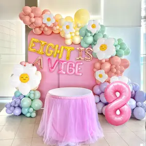 Eight is A Vibe Party Decoration Groovy 8th Birthday Decorations Hippie Banner Boho Decor Retro Flower Daisy 60's 70's Theme Party Supplies