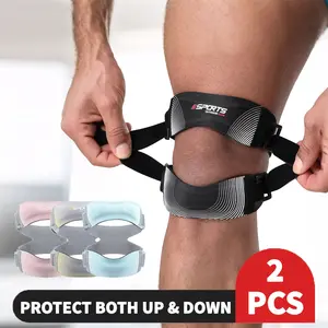 2PCS Adjustable Compression Knee Support with Patella - Unisex Heavy-Duty Joint Stabilizer for Running, Basketball (Gray/Blue/Black) - Premium Textile, Knee Compression Sleeve Men's Weightlifting Knee Guard Weightlifting Knee Sleeve Women's Knee Protector