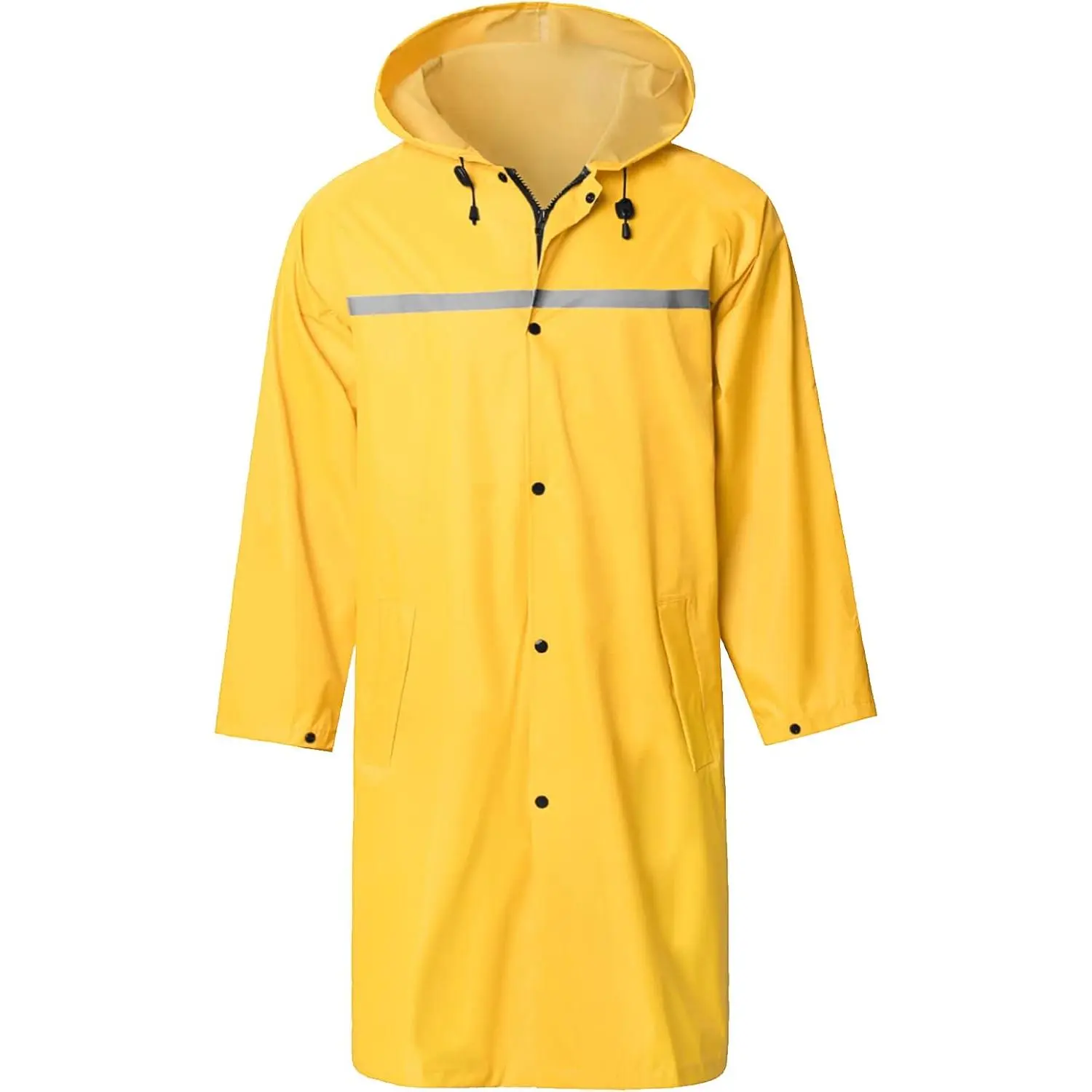 Mens Long Hooded Safety Rain Jacket Waterproof Emergency Raincoat Poncho