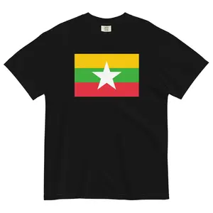 Myanmar Flag T-Shirt | Unisex Premium Heavyweight Tee | National Emblem & Patriotic Apparel
