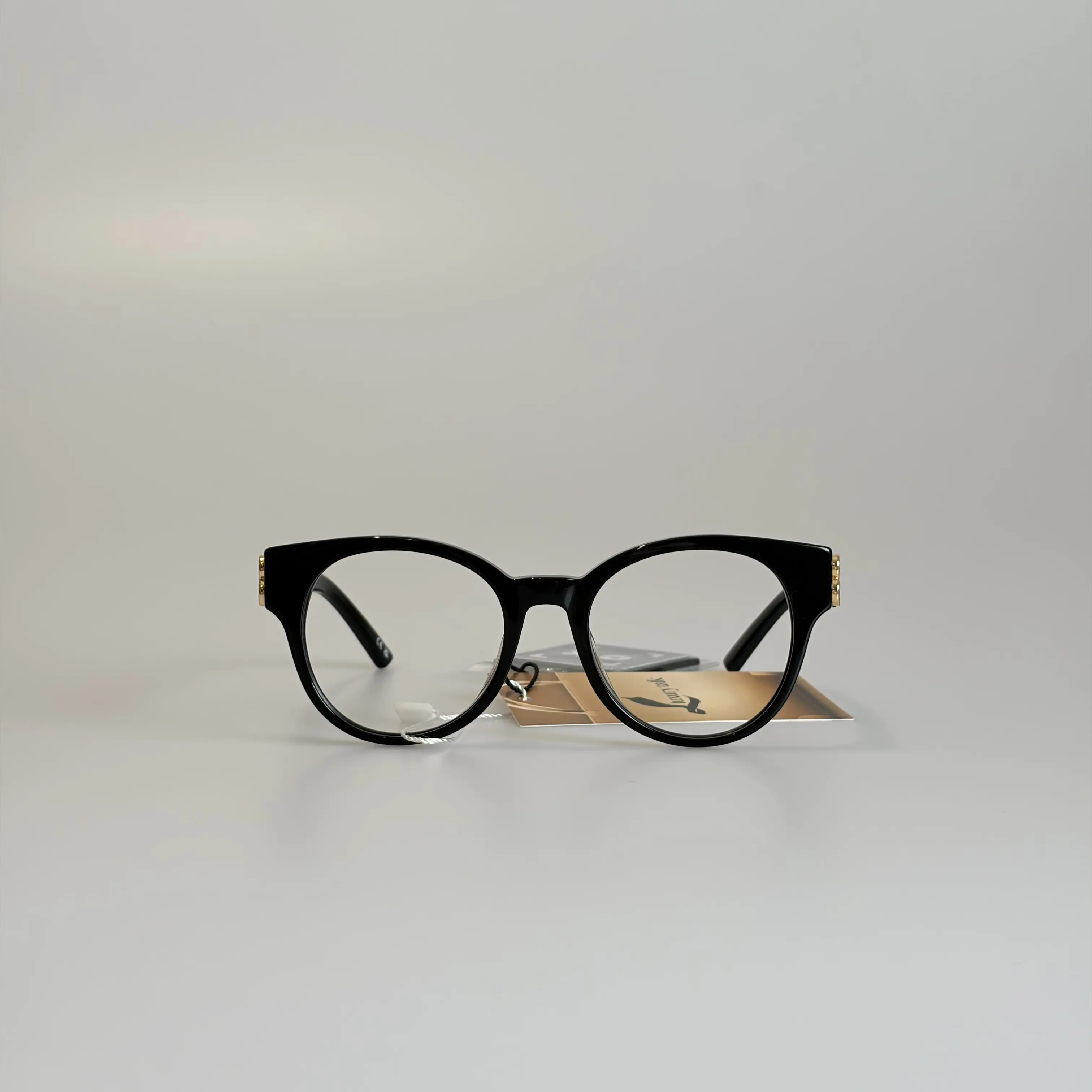 Pre-owned Balenciaga Black Acetate with Gold Tone Double B Logo Temples Eyeglasses 38050776 Sold As Is / Final Sale
