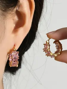 Pair of Sparkling U-Shaped Zircon Earrings, Minimalist Luxury Studs, Versatile Lightweight Design, Perfect for Daily Wear and Gifts