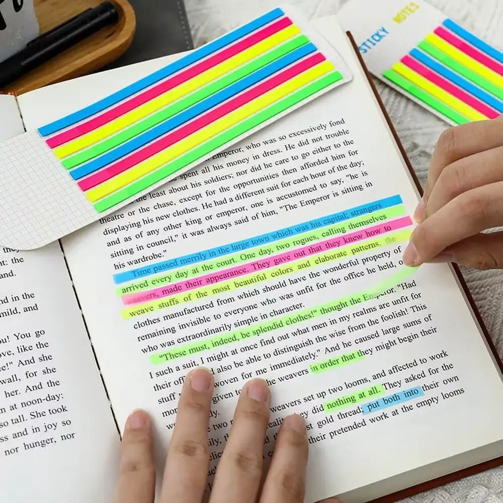 640 Transparent Highlighter Bands, Removable Sticky Note Tabs, Book Annotation Tags, Long Page Labels, Colorful Bookmark, Office and School Supplies, Book Accessories