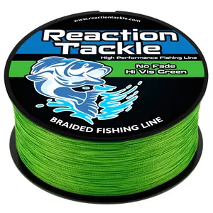 Reaction Tackle Braided Fishing Line - NO FADE Hi Vis Green