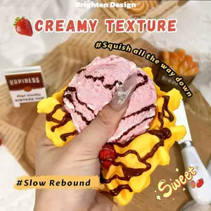 Ice Cream Waffle Squeeze Toy, Soft Slow Bounce Sensory Toy, Ventilation Relaxation Tool, Durable Unique Design, Adult Essential Gift