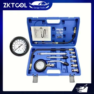 ZKTOOL 11-Pack Multifunctional Copper-Nickel Cylinder Compression Tester Kit - Dual-Scale Gas Engine Pressure Gauge, Mechanic Tool Box, Specialty Car & Motorcycle Repair Diagnostic Engine Tools