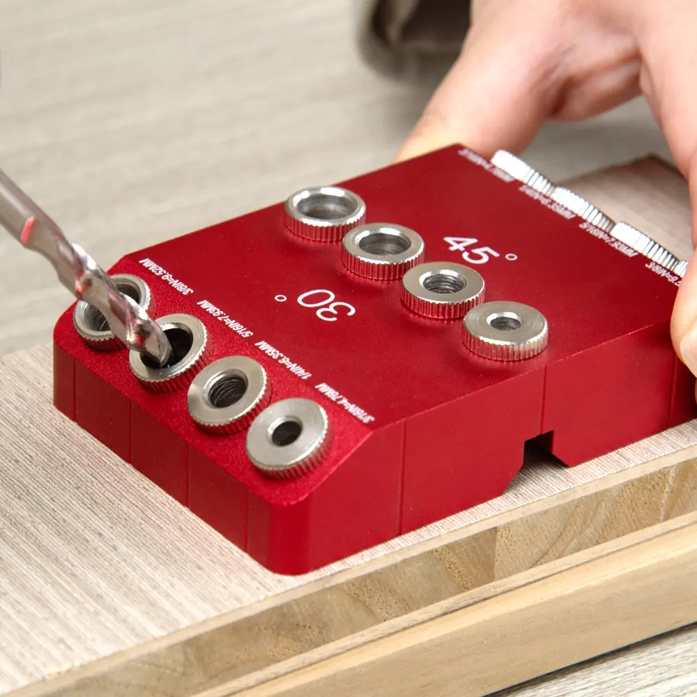 Portable Drilling Guide, 6 Hardened Drill Guides, Vertical Pocket Hole Jig Dowel Positioner Locator for Carpentry, Craftsman Tool, Hardware Tool Kit
