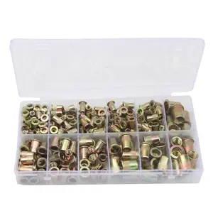 Mixed Size Zinc Nut, 240pcs Color Zinc Nut with Storage Box, Fastener & Hook for Home & Office, Zinc Coated Hook