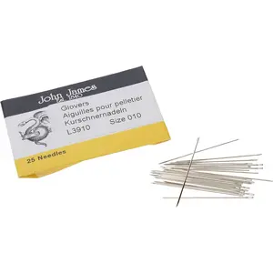 Glovers Needles Size #10, 32.5mm Length 0.53mm Diameter, Pack of 25 Triangular Point, Ideal for Tougher Materials Like Leather, Suede, Vinyl and Soft Plastics