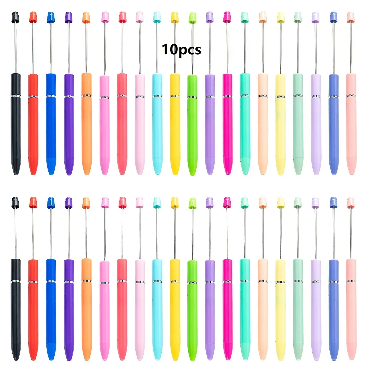 10-Pack Macaron Long Beaded Round Ball Pens, Ballpoint Pen, Unique Pens, Aesthetic Pens, Multi Purpose Pens, Creative Craft Supplies, Holiday Gift Box, DIY Handmade Decorations, Office Stationery