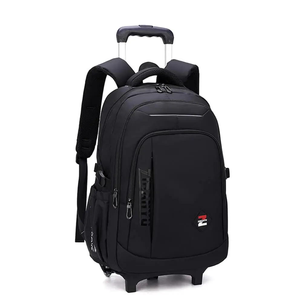 Solid Color Trolley Backpack Schoolbag For Middle School Students Elementary Rolling Bag Daypack Teen