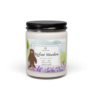 Bigfoot Meadows Scented Soy Candle 9 oz Clean Burning Candle with Lavender & White Sage Scent or Unscented for Home Decor & Gifts - Light
