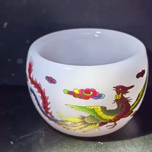 Pink Dragon & Phoenix Glow-in-the-Dark Artisan Porcelain Teacup