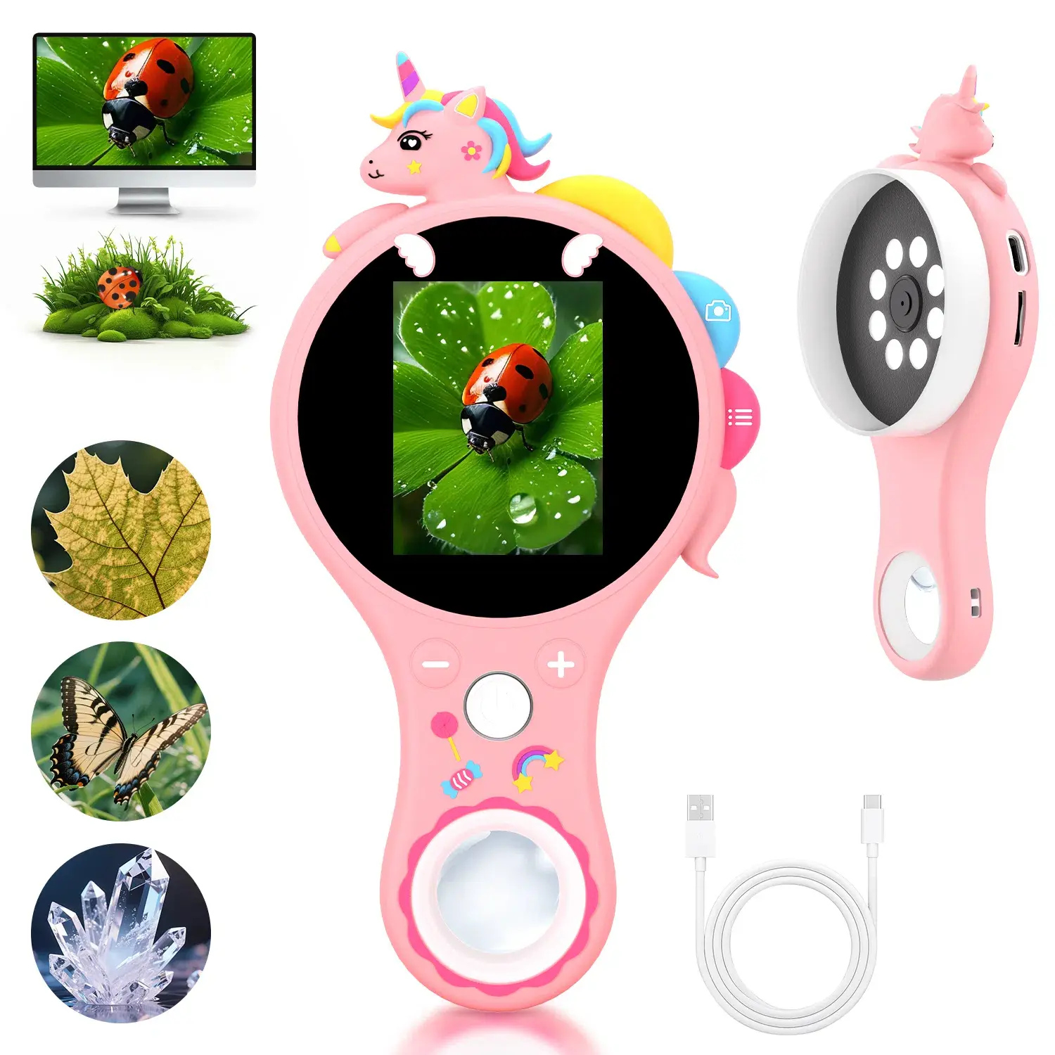 Kids Microscope, Handheld Digital Microscope HD Pocket Portable Mini Microscope Camera Compatible, Science Education Fun Birthday Gift for Kids Students homedecor