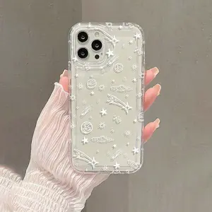 Star & Moon Pattern Phone Case Casing, Decorative Phone Protector Cover, Phone Accessories Compatible with iPhone 11 12 13 14 15 16 Pro Max