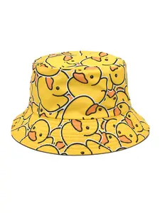 Trendy Duck Fisherman Hat, Hip-Hop Print, Foldable Lightweight Design, Unisex Casual Sun Bucket Hat for Beach Vacation Outdoor Sports