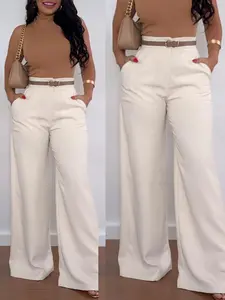 Womens Wide Leg Pants High Waist Straight Work Pants Office Business Casual Palazzo Trousers with Pockets