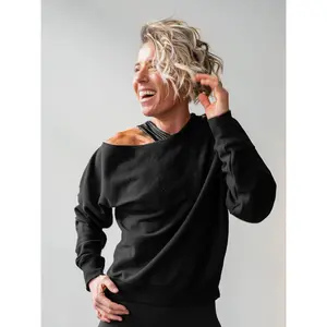 Cold Shoulder Sweatshirt Tuxedo Black