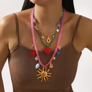 Women's Bohemian Ocean Series Rice Bead Necklace, Whimsical Jewelry, Summer Beach Holiday Personality Sports & Outdoor Accessory