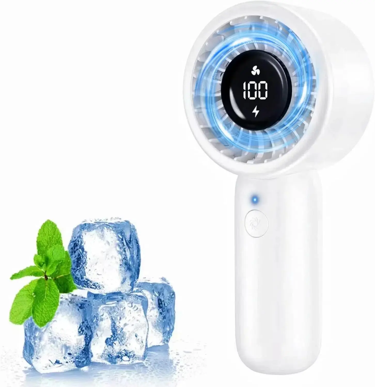 5-Speed Mini Handheld Fans, Portable Rechargeable Handheld Turbo Fan with Lanyard, LED Display, Pocket Personal Fans for Outdoor/Travel/Hot Flashes/Makeup, Gift for Summer