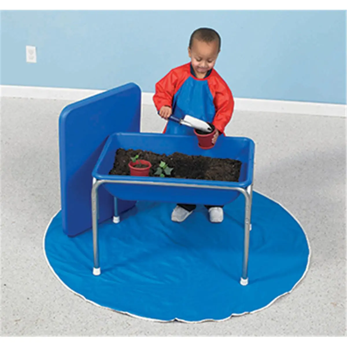 212 MAIN Small Rust-Proof Weather-Proof No-Casters Plastic Sensory Table & Lid Set, Interactive Learning Play Cat Toy (Pet Supplies Accessory), Chrome