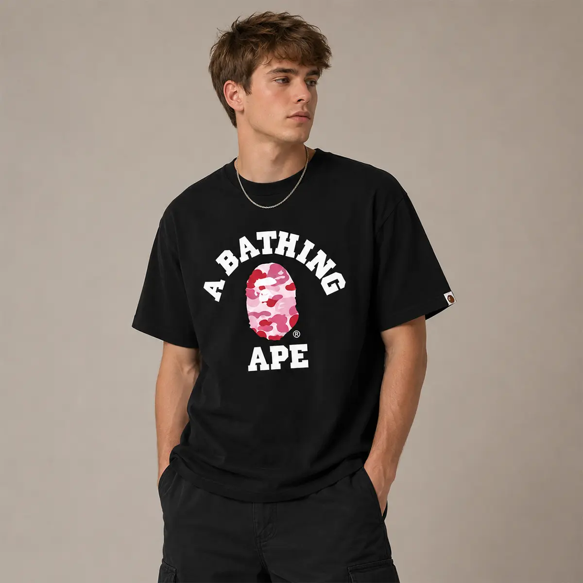 BAPE ABC Camo College Tee Black Pink