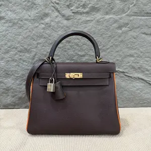 Pre-owned HERMÈS Leather tote bags Hermes Kelly 25 Epsom 46 Ebene (st1114m2)