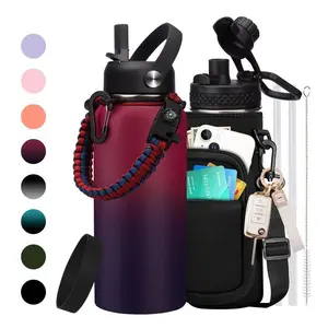 32oz Insulated Stainless Steel Water Jug, Cold-48h Hot-24, Gallon Flask Water Bottle - Big Water Jug with Straw & Spout Lid, Carrier Bag, 32/40/64/128oz