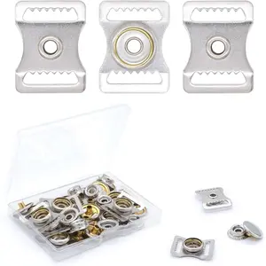 10 Pack Sports Helmets Buckle Stainless Steel Snap Chin Strap Buckle Helmet Repair Kit for Youth Football Baseball Hockey Sports