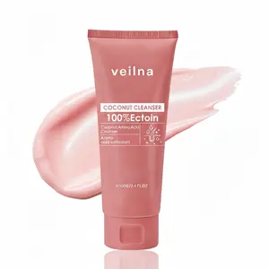 Veilna Coconut Amino Acid Facial Cleanser for Sensitive Skin 2 In 1 Power Gentle Cleaner Plant-Derived Amino Acid 100% Ectoin Pregnancy-Safe Skincare