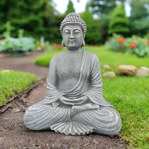 Cement Buddha Statue - Elegant Design with Textured Finish - Ideal for Home Decor and Spiritual Use