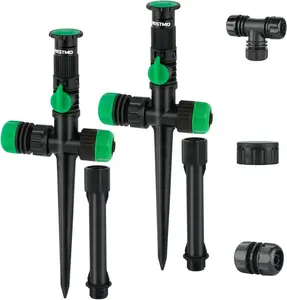 RESTMO Above Ground Sprinkler System, Flexible DIY Irrigation Kit, Multi-Adjustable Lawn Sprinkler for Garden Plant, Flower Bed and Large Yard Area Watering, Garden Hose is Not Included,2 Pack