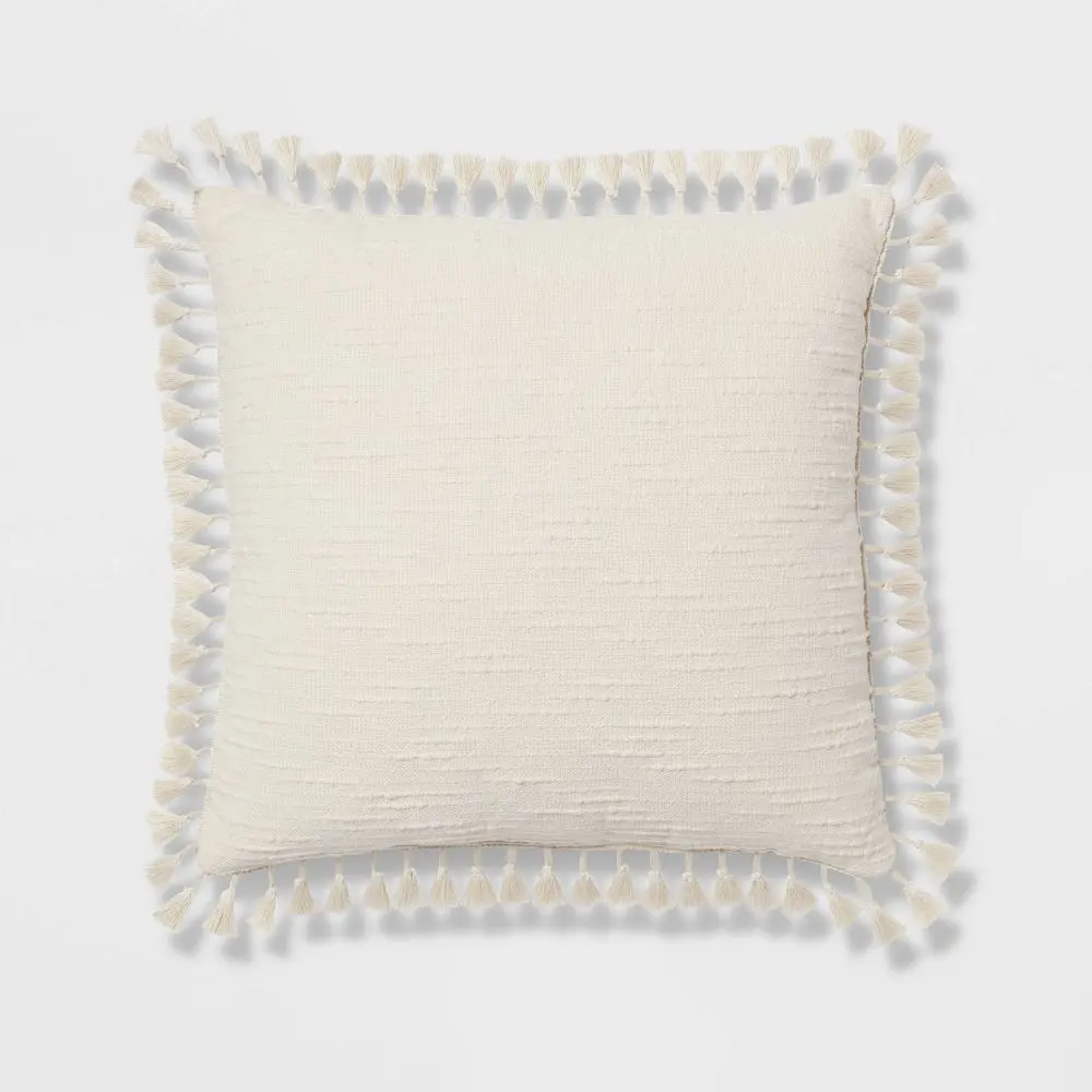Euro Textured Slub Tassel Decorative Throw Pillow - Threshold