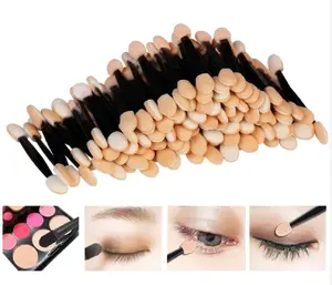 TIKA 100-Piece Disposable Dual Sided Eyeshadow Brushes, Sponge Tipped Oval Makeup Applicators for Precision Application