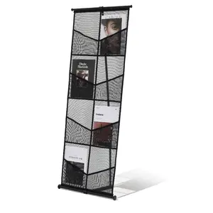 VEVOR Brochure Display Stand, 4-Tier 8 Pockets Mesh Literature Display Holder, Floor Standing Magazine Newspaper Catalog Rack, Lightweight and Portable with Carrying Bag for Shop Exhibitions Office