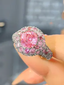 French Elegant Sakura Zirconia Ring, Adjustable Platinum Plated Women's Fashion Jewelry, All Seasons Accessory