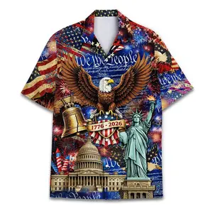 American Eagle Hawaiian Shirt, Patriotic USA 250th Birthday Aloha Shirt