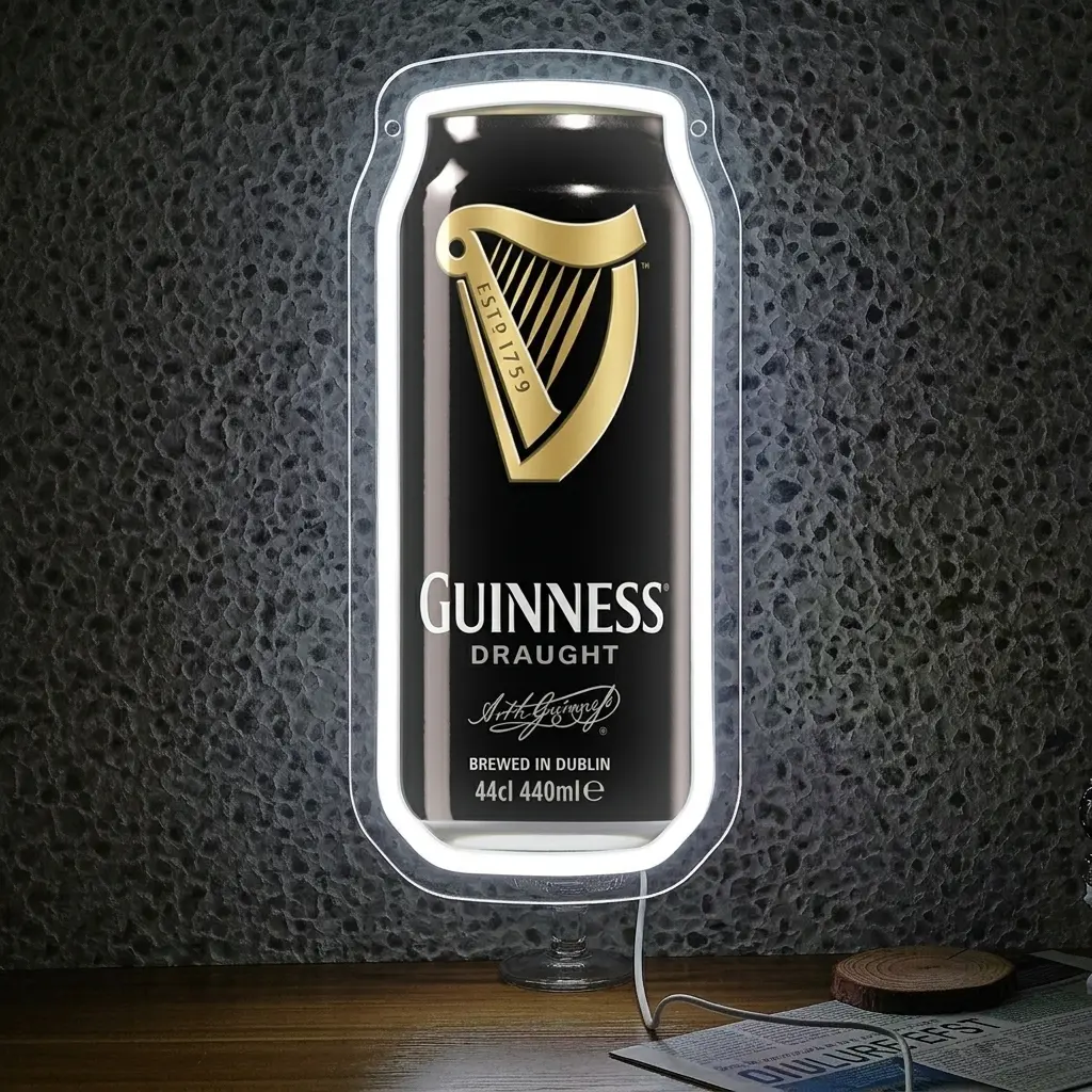 Guinness Neon Signs Beer Bar Neon Led Light Bedroom Guinness's Harp Irish Sign Glass Neon Signs for Office Hotel Pub Cafe Birthday Party Man Cave Neon Light Art Wall Lights