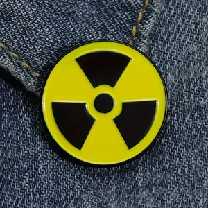 1/2pcs Radiation Symbol Enamel Pin - Zinc Alloy, Cartoon Design, All-Season Lapel Badge for Scientists & Friends