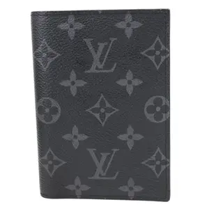 Pre-owned Louis Vuitton Canvas Clutches & Wristlets Monogram Eclipse Passport Cover Black