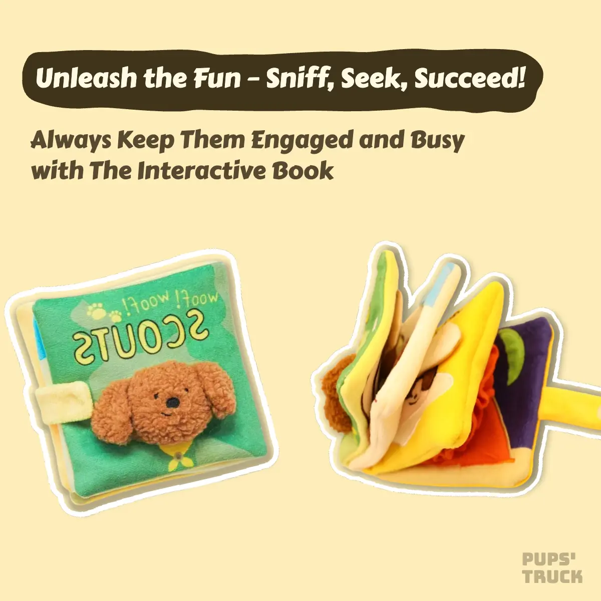 Sniff & Seek Interactive Dog PlayBook - 5-Page Scent Game with Hidden Treat Pockets