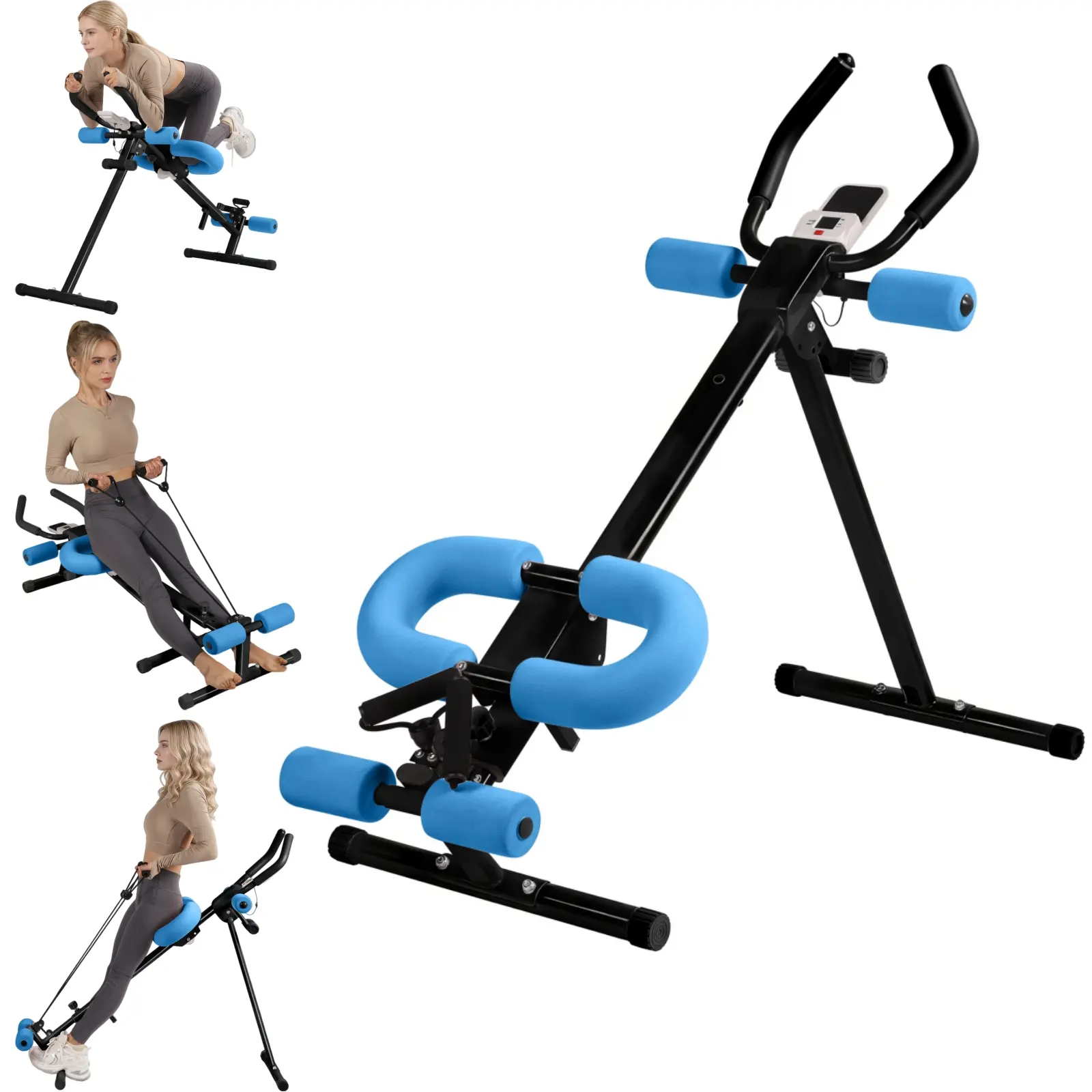Ab Trainer Machine - Adjustable, Foldable, Compact Home Gym Strength Training Equipment with Knee Protection for Stomach Workouts