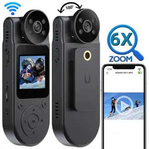 Portable 4K Action Camera, 1 Count Wearable Sports Camera with 6X Digital Zoom & 180 Degree Rotation Lens, WiFi Hotspot Vlog DV Camcorder for Outdoor Sport, Wearable Body Cam