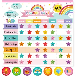 Reward Chart for , Behavior Chore Chart for  at ,26 Rainbow White Chore Charts,1960  Stickers,56 Reward Stickers,Incentive Chore Chart to Develop Responsibility and Good Habits