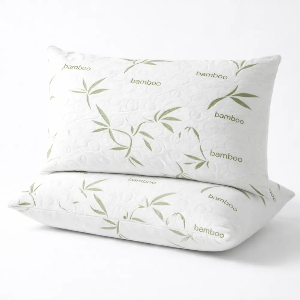 Adjustable Memory Foam Pillows, Soft & Cooling Bamboo Cover - Set of 2