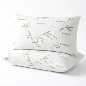 Adjustable Memory Foam Pillows, Soft & Cooling Bamboo Cover - Set of 2
