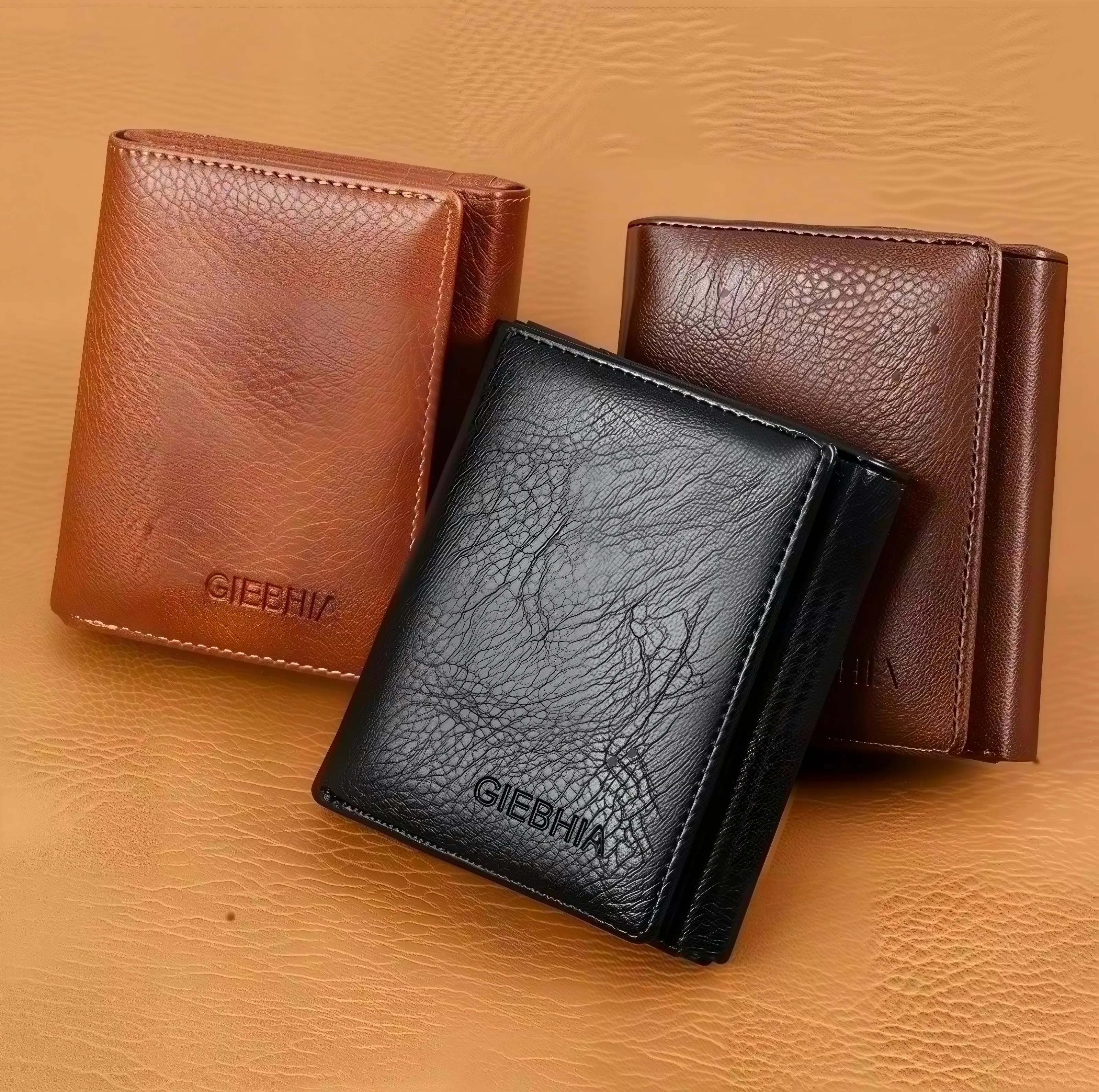 Premium Men's Tri-Fold RFID Slim Wallet - Genuine Cowhide Leather, RFID Blocking, Dual ID Windows, Slim Profile, No Bulk, Pocket-Friendly, Daily Carry, Office-Ready, Ideal for Daily & Professional Use, Classic