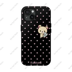 Cute Bear Polka Dots Kawaii Rilakkuma K-Korilakkuma Exclusive Artistic Fashion Phone Cases For iPhone 17 16 15 14 13 12 11 Promax Pro Air Plus Shockproof Cover Casing Protection Best Gifts