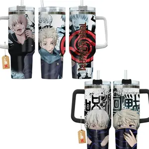 Toge Inumaki Jujutsu Kaisen JJK Anime Manga 40oz Tumbler Stainless Steel with Straw, Lid and Handle - Double Wall Insulated Flasks – Perfect Gift for Fans